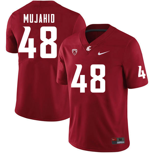 Washington State Cougars #48 Amir Mujahid College Football Jerseys Sale-Crimson